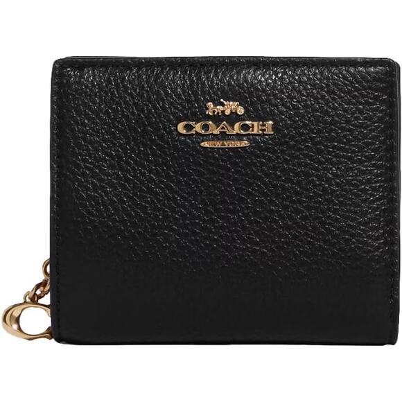 NWT Coach Women's Snap Wallet ( Leather, Rainbow Colorblock Interior - Black) - Picture 1 of 3